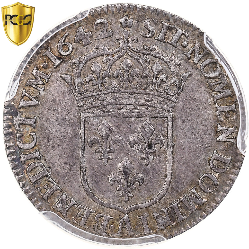 France, Louis XIII, 1/12 Ecu à la mèche courte, 1642, Paris, TOP POP, Silver