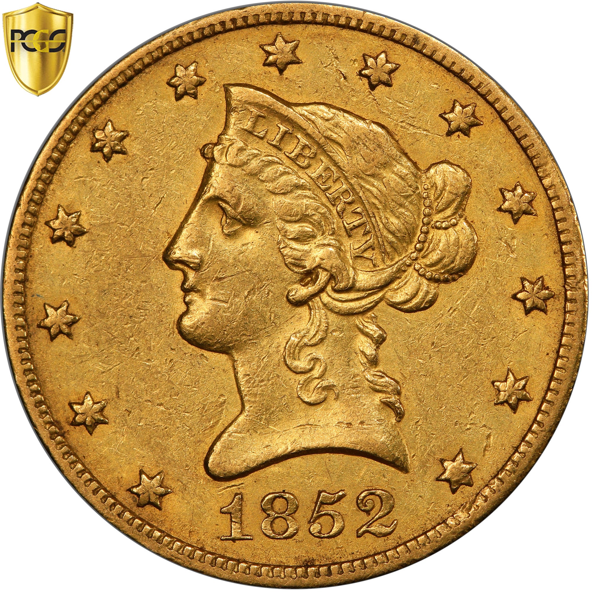 United States, 10 Dollars, Coronet Head, 1852, New Orleans, Gold, PCGS, AU50
