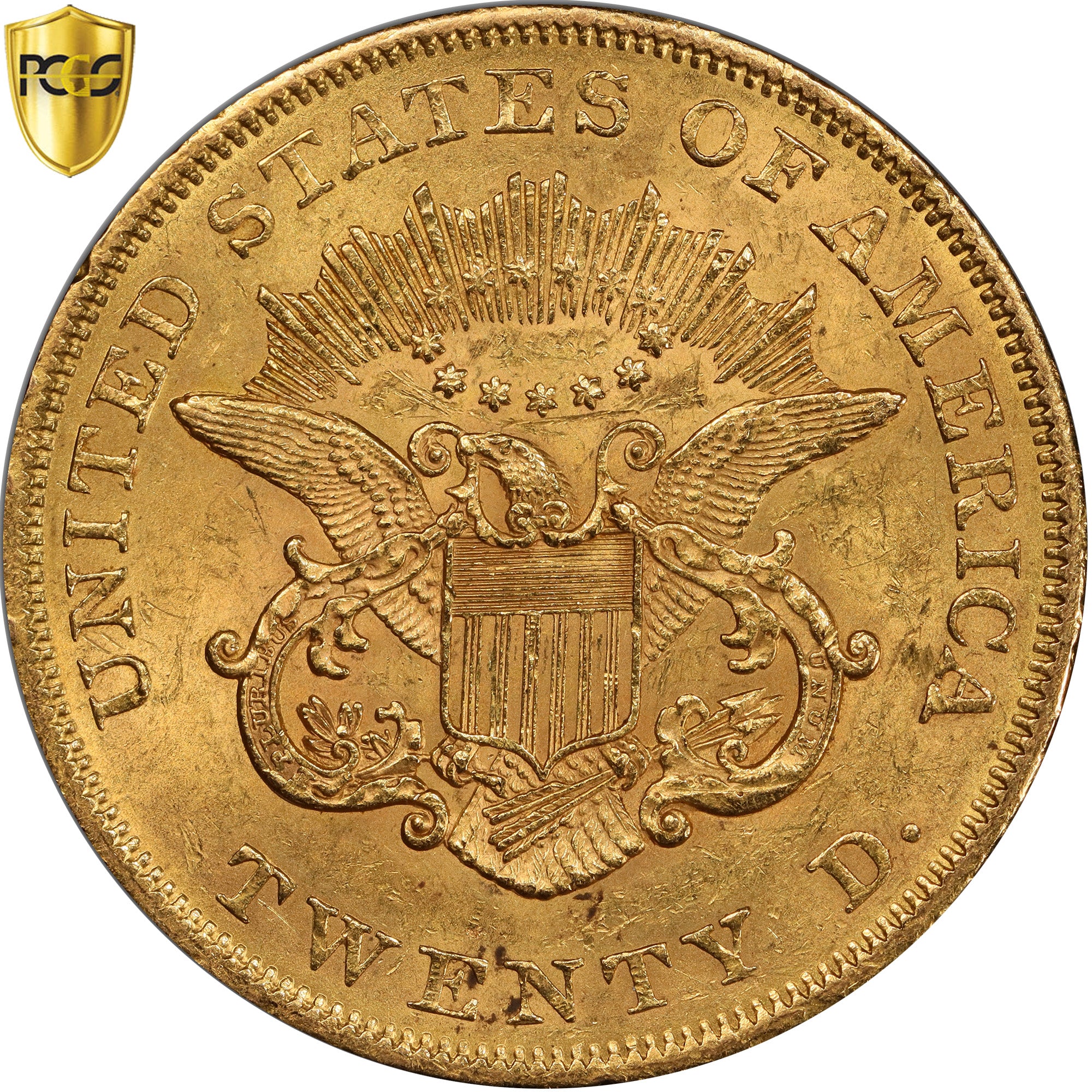 États-Unis, 20 Dollars, Liberty Head, 1861, Philadelphie, Or, PCGS, AU58