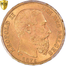 Belgique, Leopold II, 20 Francs, 1875, Bruxelles, Or, PCGS, MS65, KM:37