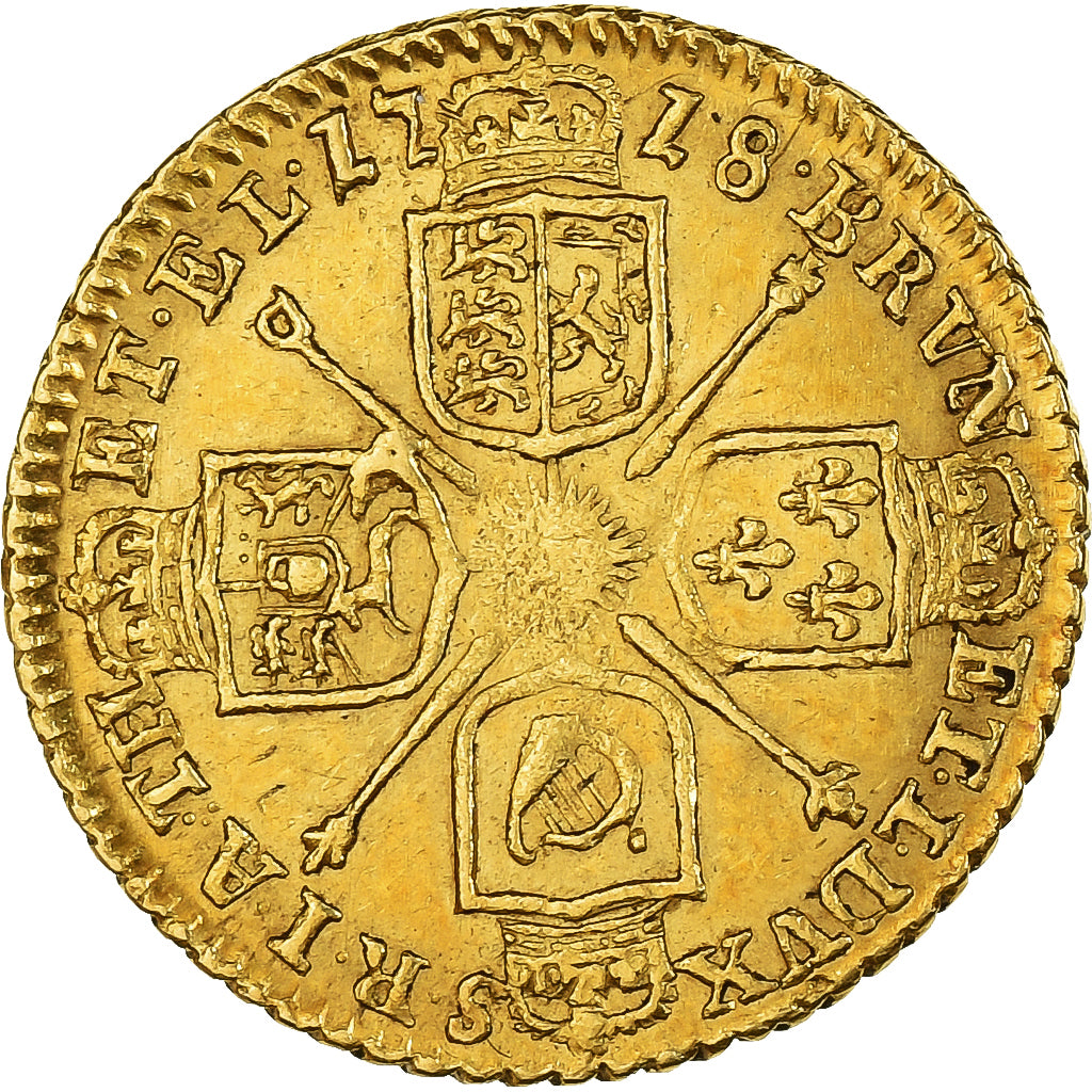 Grande-Bretagne, George I, 1/4 Guinea, 1718, Londres, Or, TTB, Spink:3638