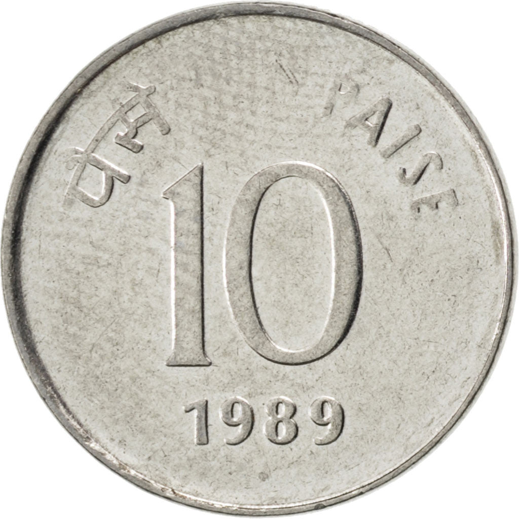 Moneta, REPUBBLICA DELL’INDIA, 10 Paise, 1989, SPL, Acciaio inossidabile