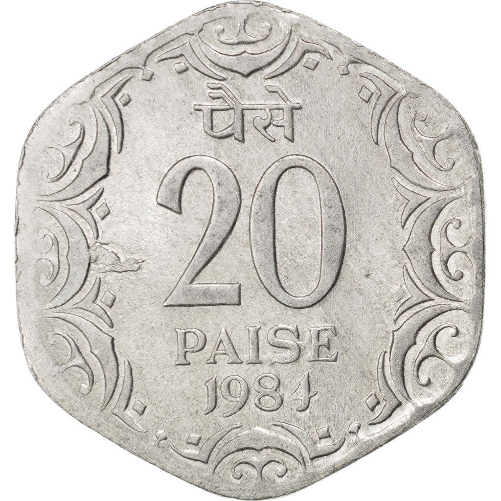 Coin, INDIA-REPUBLIC, 20 Paise, 1984, MS(63), Aluminum, KM:44