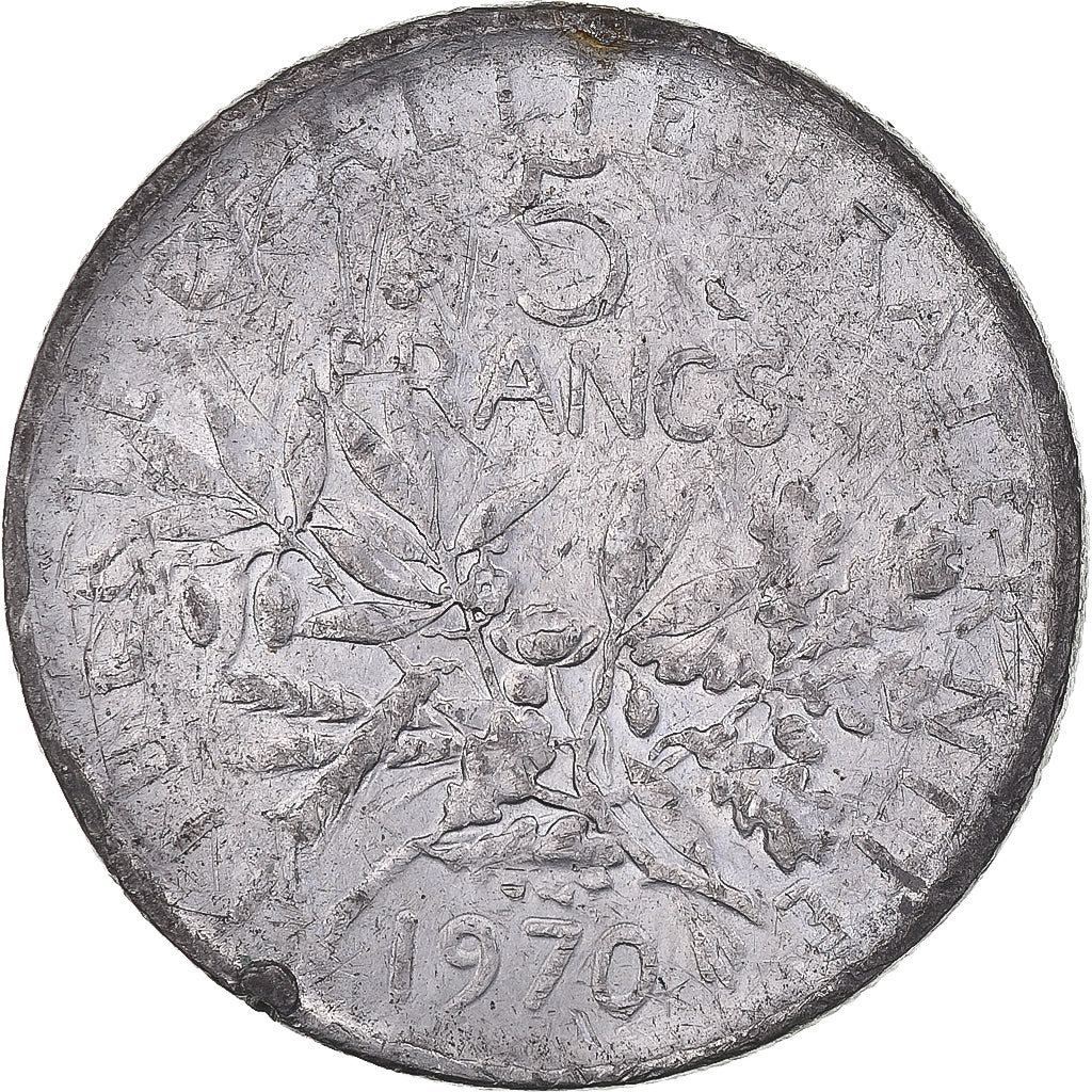 France, 5 Francs, Semeuse, 1970, Contemporary forgery in tin, Nickel Clad