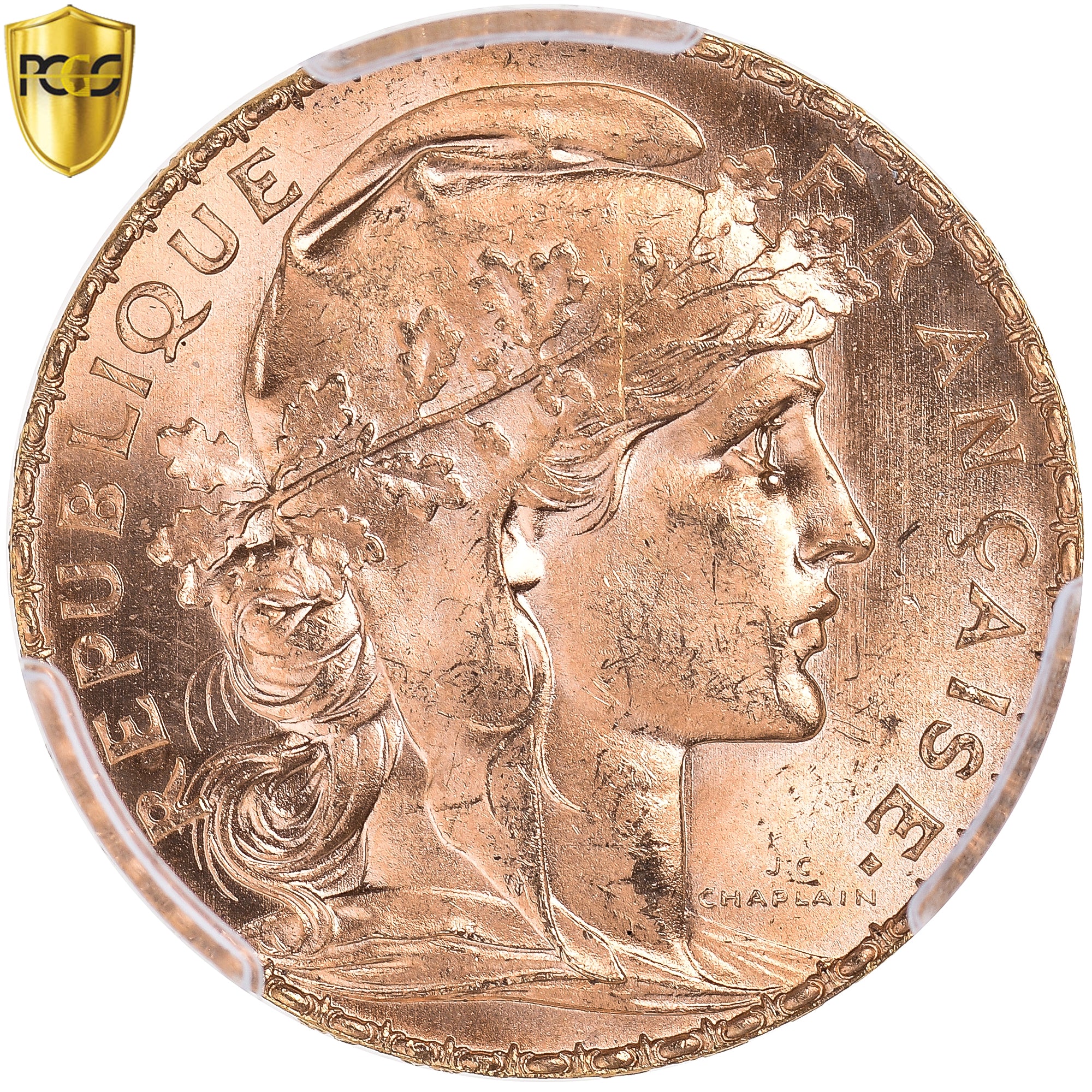 France, 20 Francs, Marianne, 1910, Paris, Or, PCGS, MS65, Le Franc:F.535, KM:857