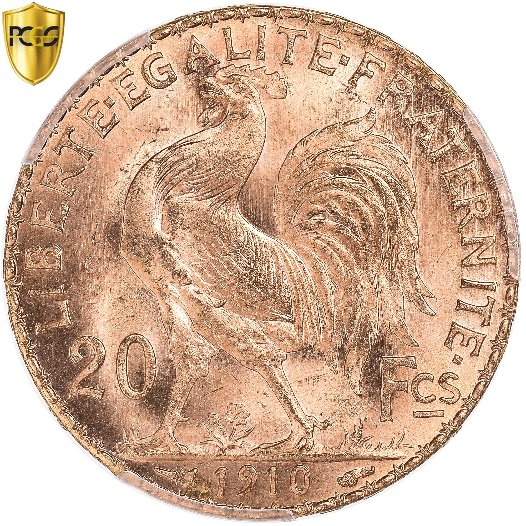 France, 20 Francs, Marianne, 1910, Paris, Or, PCGS, MS65, Le Franc:F.535, KM:857