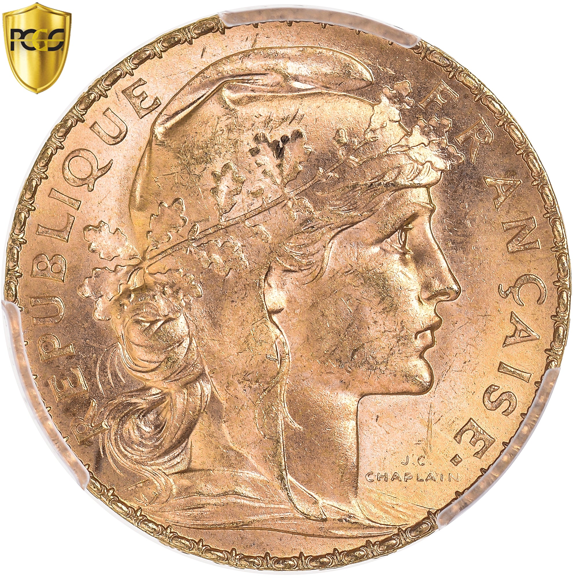 França, 20 Francs, Marianne, 1911, Paris, Dourado, PCGS, MS65, Gadoury:1064a