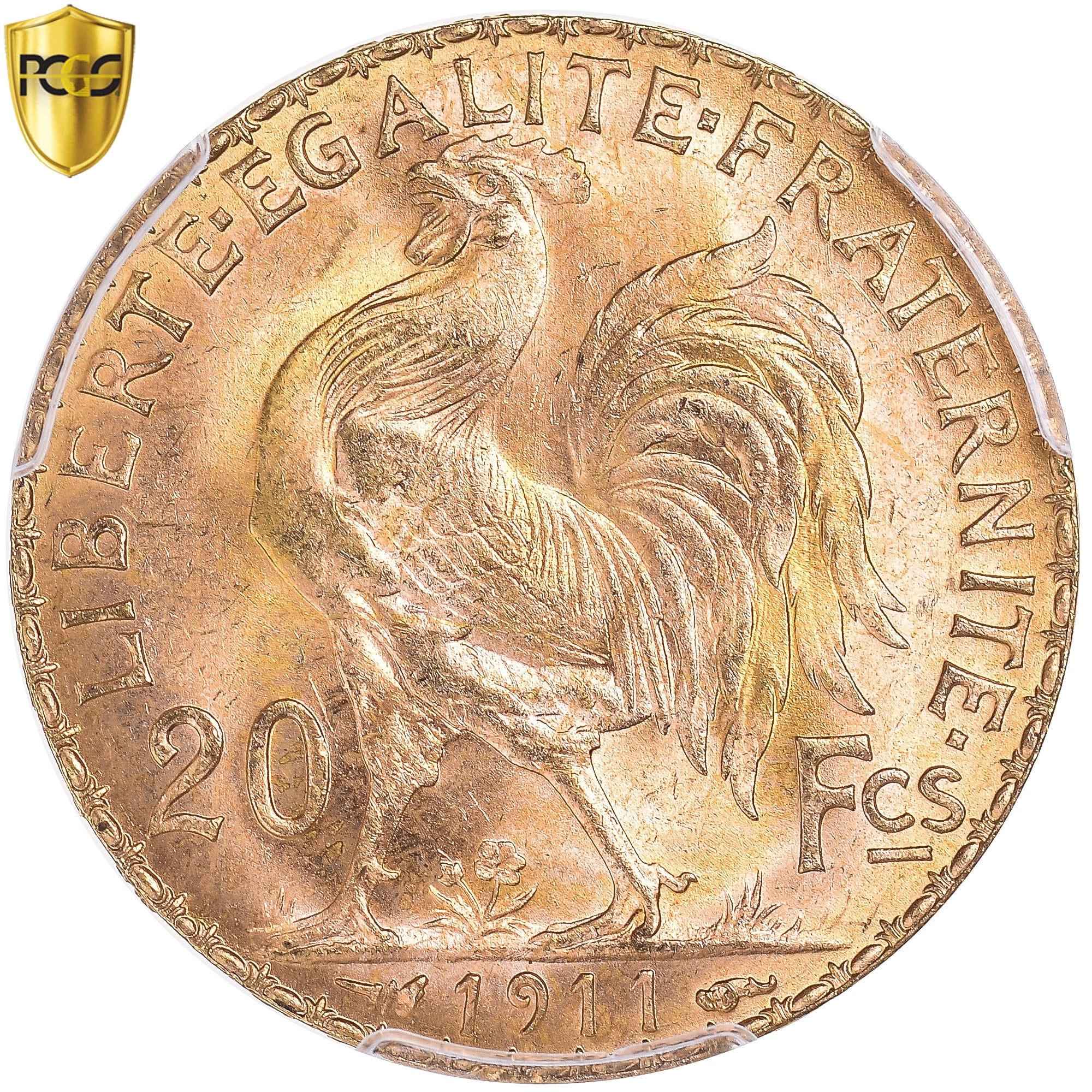 França, 20 Francs, Marianne, 1911, Paris, Dourado, PCGS, MS65, Gadoury:1064a