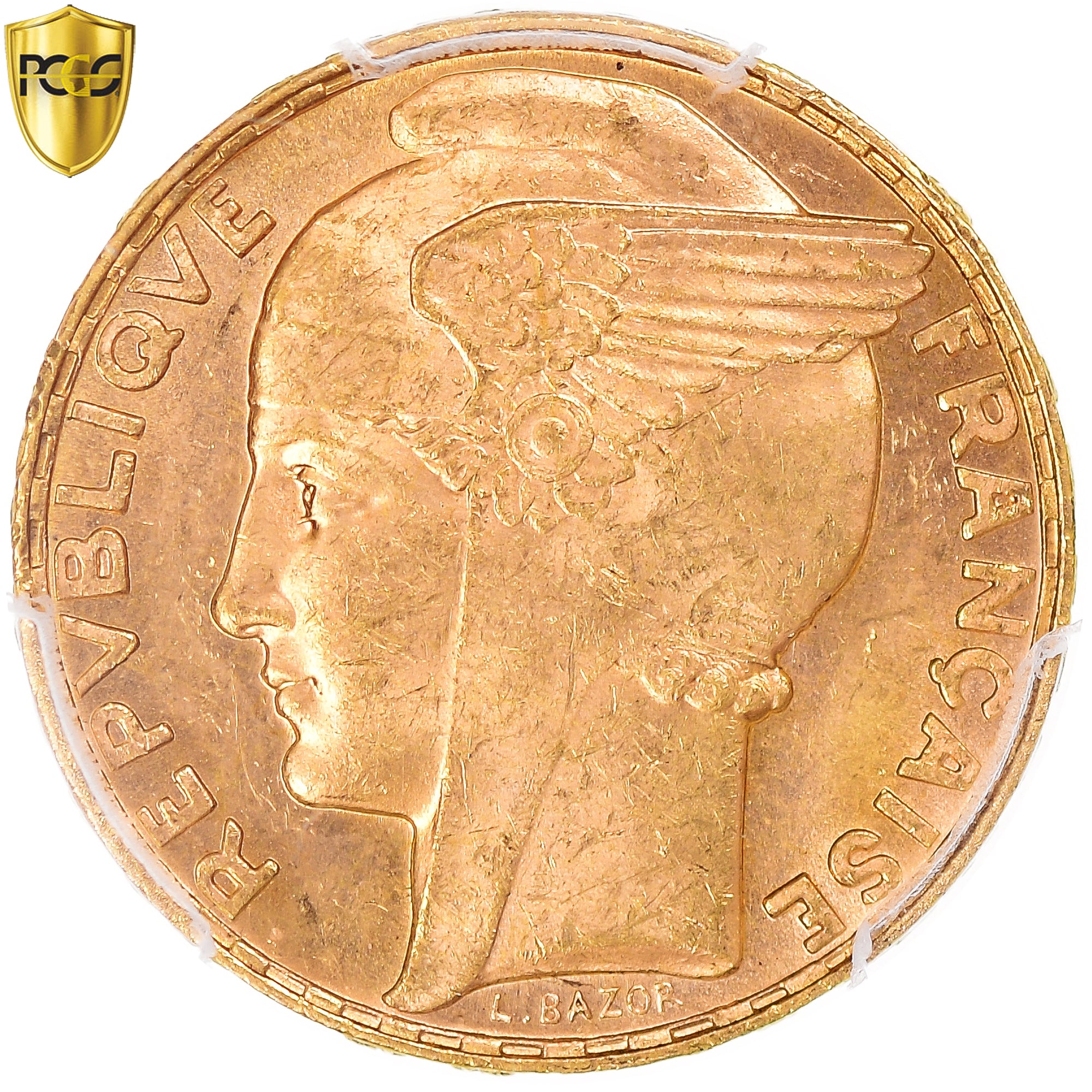 France, 100 Francs, Bazor, 1935, Paris, Gold, PCGS, MS63, Gadoury:1148, KM:880