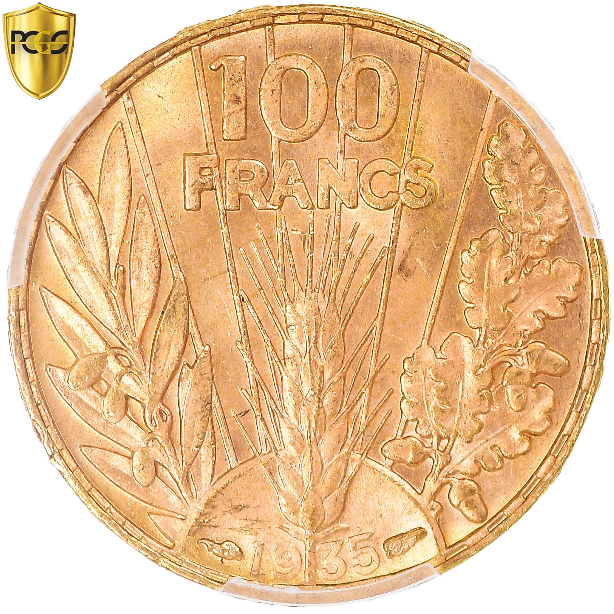 France, 100 Francs, Bazor, 1935, Paris, Gold, PCGS, MS63, Gadoury:1148, KM:880