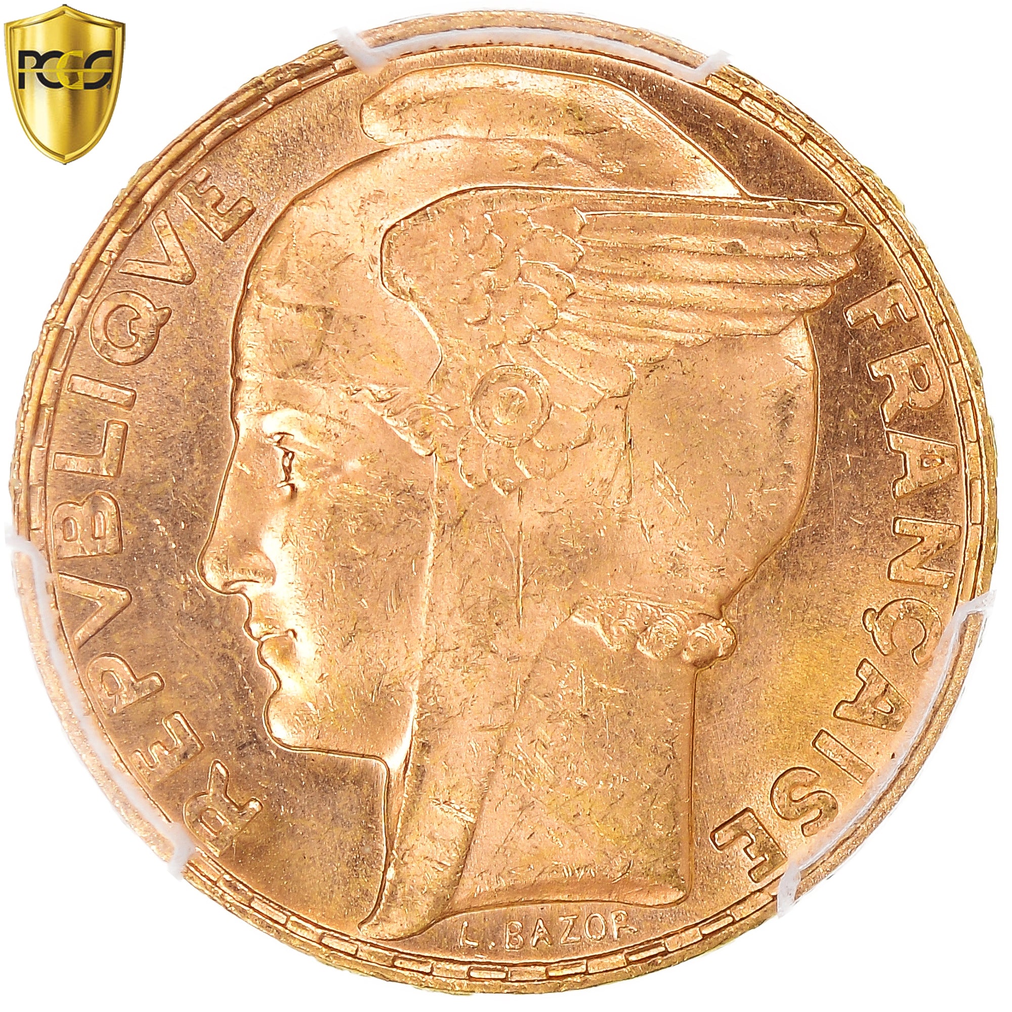 France, 100 Francs, Bazor, 1935, Paris, Gold, PCGS, MS64, Gadoury:1148, KM:880