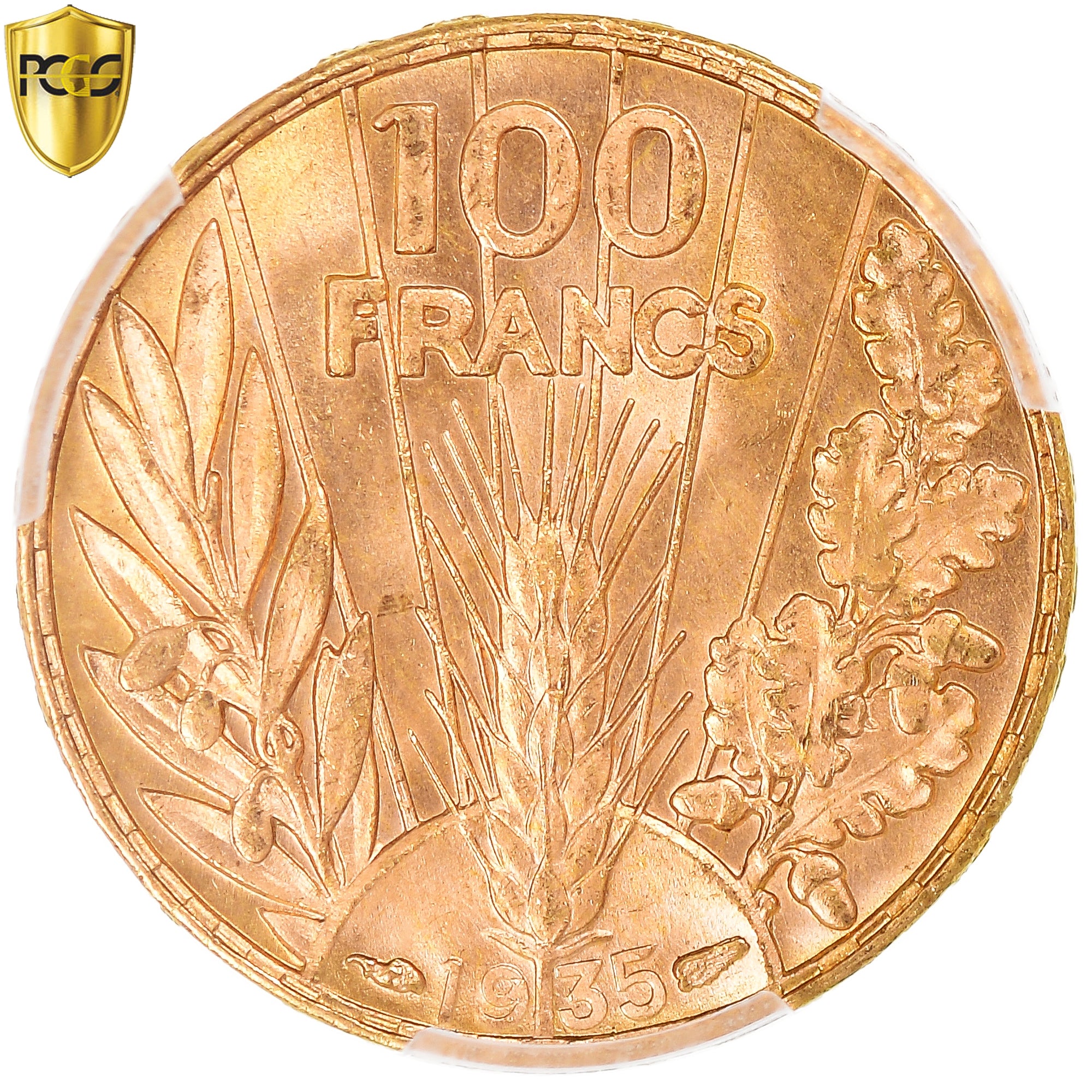 France, 100 Francs, Bazor, 1935, Paris, Gold, PCGS, MS64, Gadoury:1148, KM:880