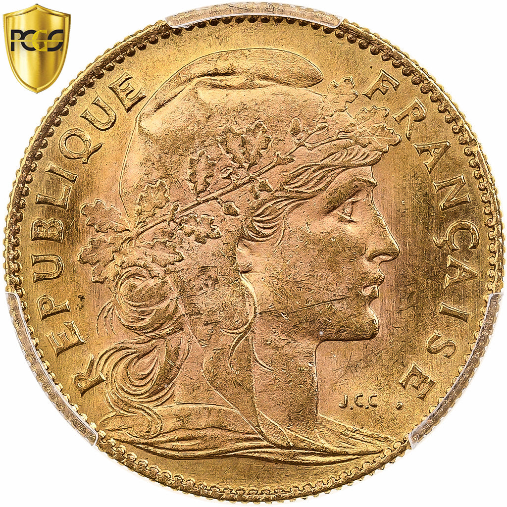 Frankreich, 10 Francs, Marianne, 1910, Paris, Coq, Gold, PCGS, MS64