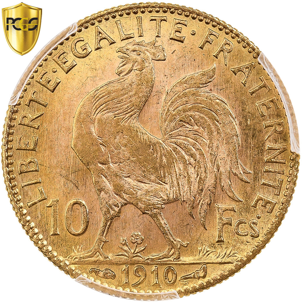Frankreich, 10 Francs, Marianne, 1910, Paris, Coq, Gold, PCGS, MS64