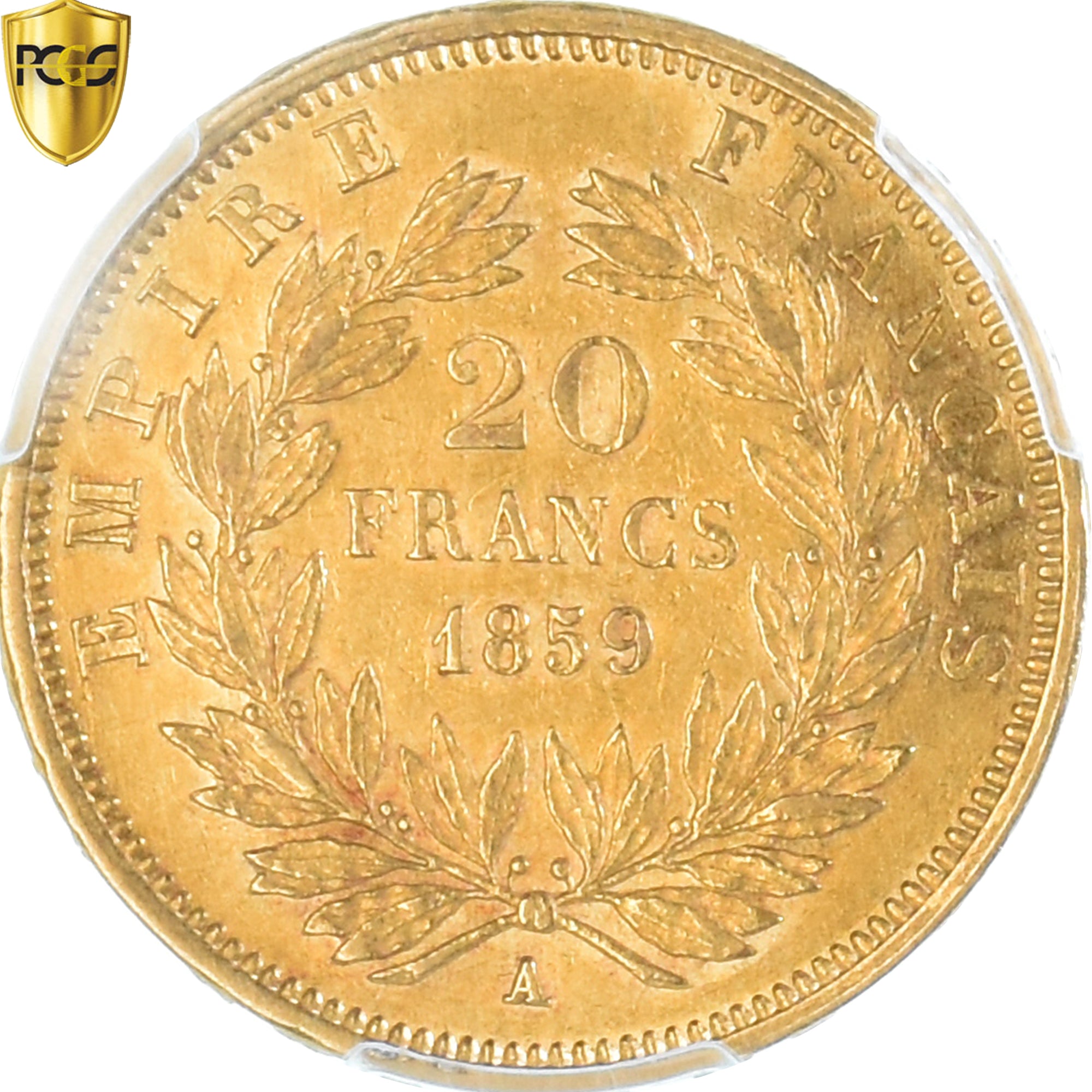 Coin, France, Napoleon III, 20 Francs, 1859, Paris, PCGS, AU Details, AU(55-58)