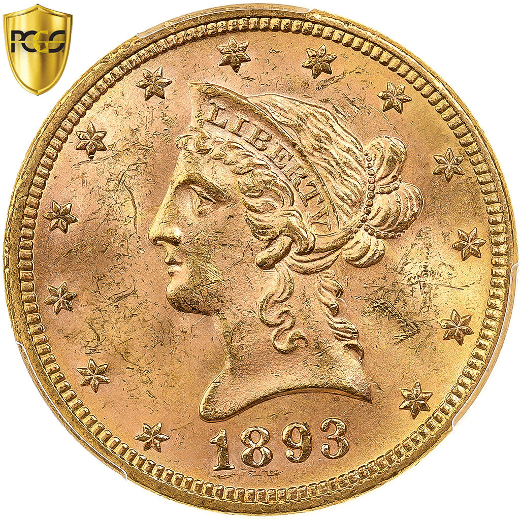 United States, 10 Dollars, Coronet Head, 1893, Philadelphia, Gold, PCGS, MS63