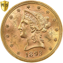 United States, 10 Dollars, Coronet Head, 1893, Philadelphia, Gold, PCGS, MS63