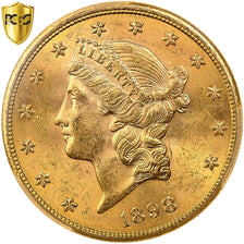 USA, 20 Dollars, Liberty Head, 1898, San Francisco, Złoto, PCGS, MS62, KM:74.3