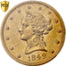 United States, 10 Dollars, Coronet Head, 1849, Philadelphia, Gold, PCGS, AU50