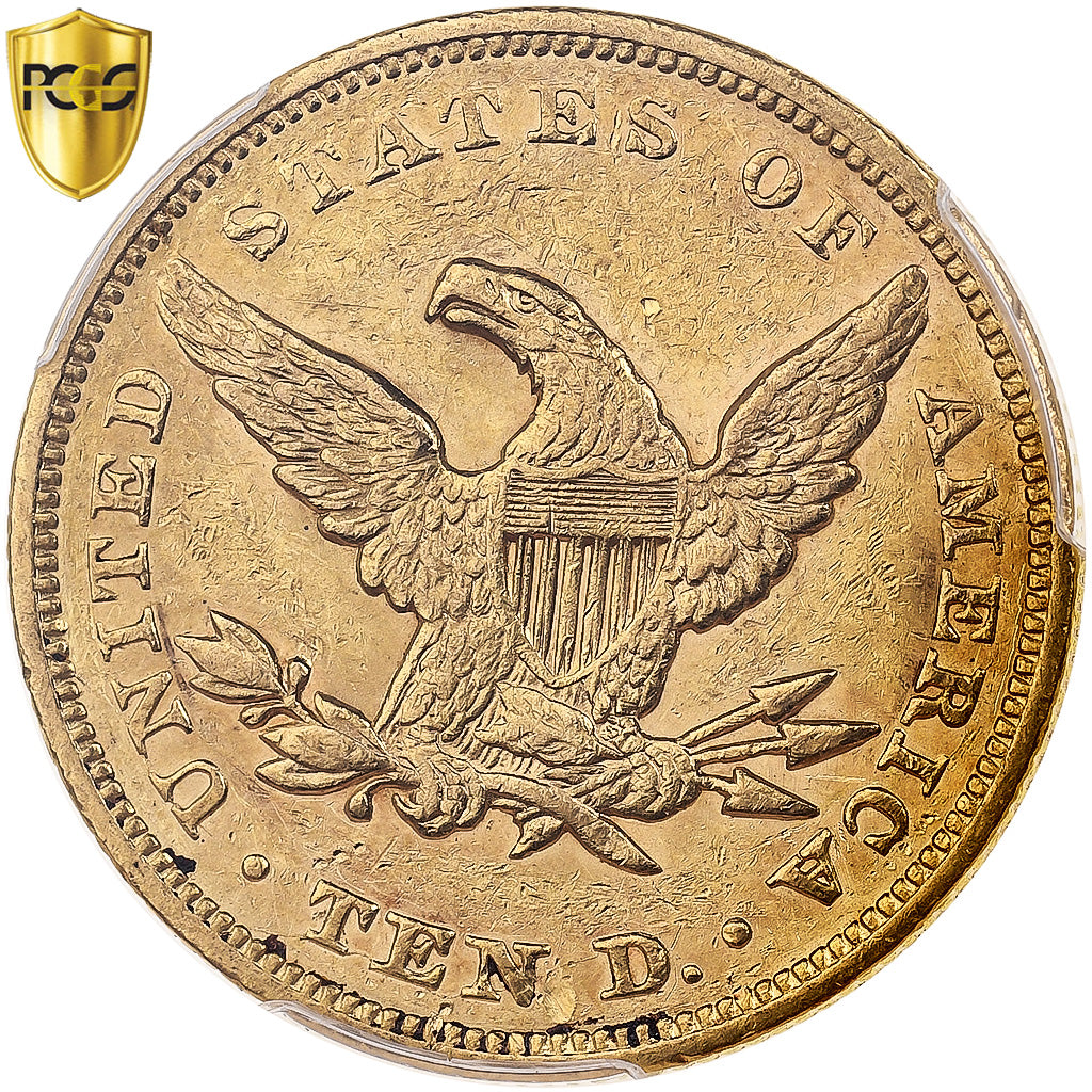 United States, 10 Dollars, Coronet Head, 1849, Philadelphia, Gold, PCGS, AU50