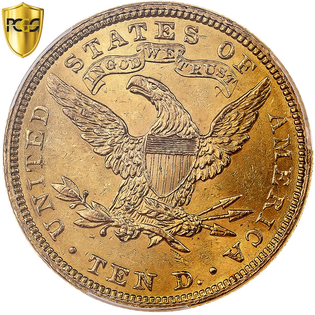 Stati Uniti, 10 Dollars, Coronet Head, 1907, Philadelphia, Oro, PCGS, MS62