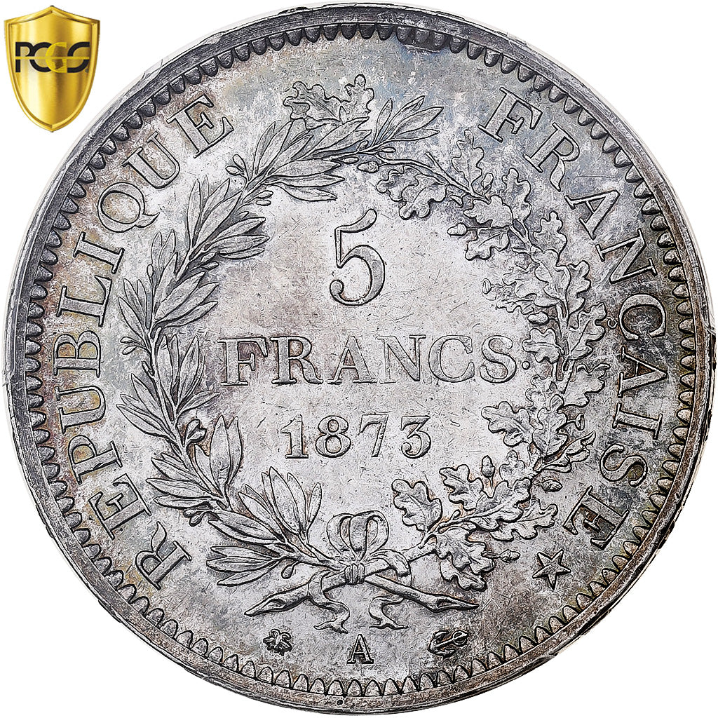 France, 5 Francs, Hercule, 1873, Paris, Silver, PCGS, UNC Details, Gadoury:745a