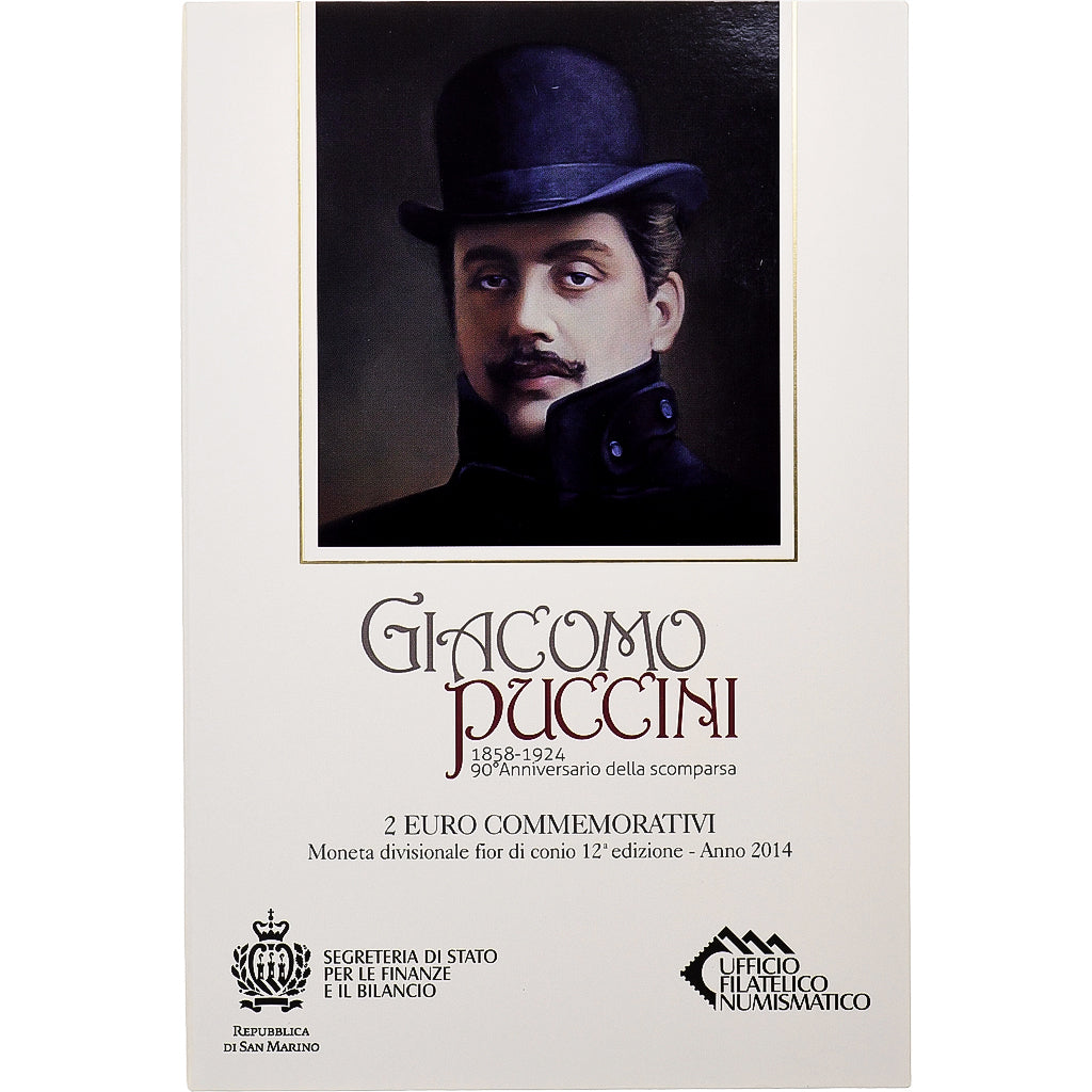 Saint Marin, 2 Euro, Giacomo Puccini, 2014, Rome, Bimétallique, FDC