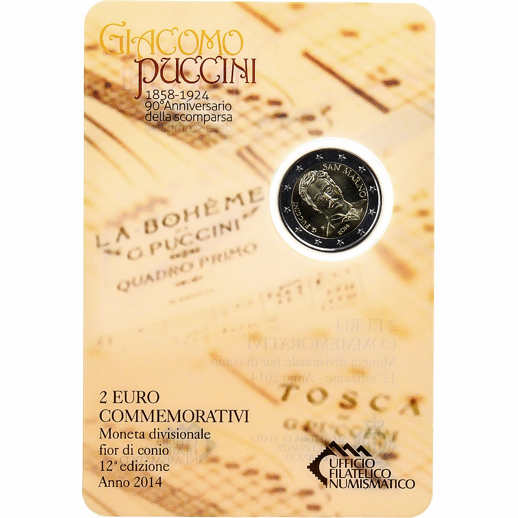 Saint Marin, 2 Euro, Giacomo Puccini, 2014, Rome, Bimétallique, FDC