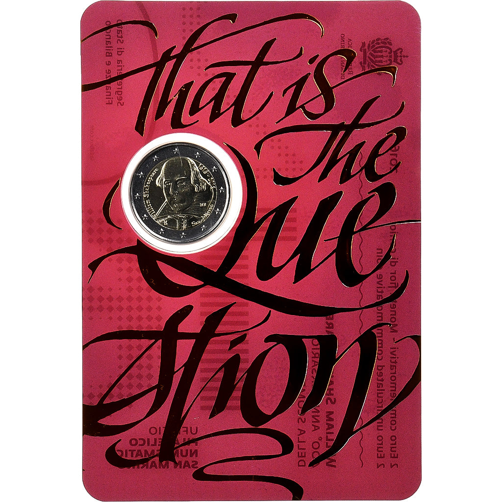 San Marino, 2 Euro, William Shakespeare, 2016, Rome, Bimetallic, MS(65-70)