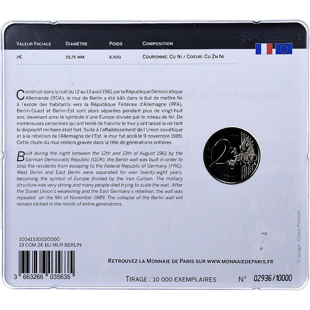 Frankreich, 2 Euro, Chute du Mur de Berlin, 2019, MDP, Bimetallic, STGL