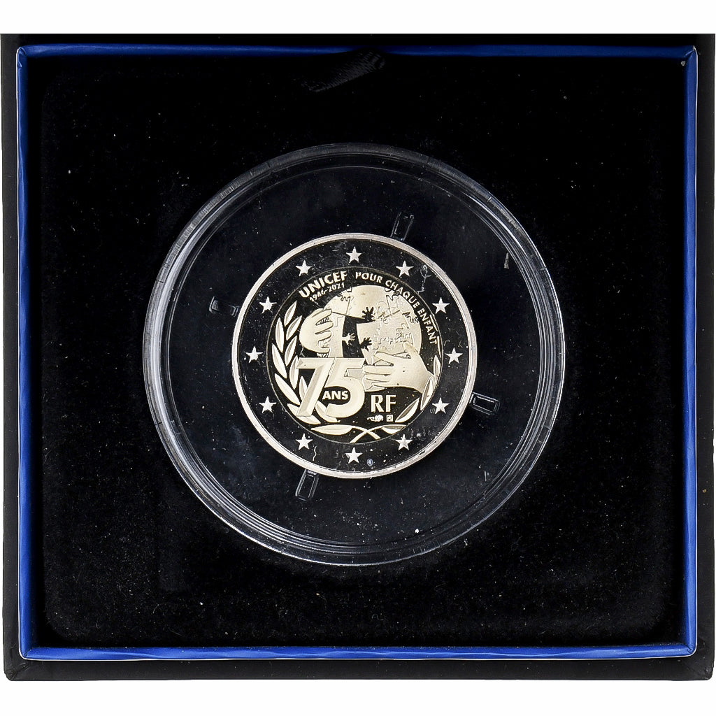 Francia, 2 Euro, 75 ans UNICEF, FS, 2021, MDP, Bimetallico, FDC