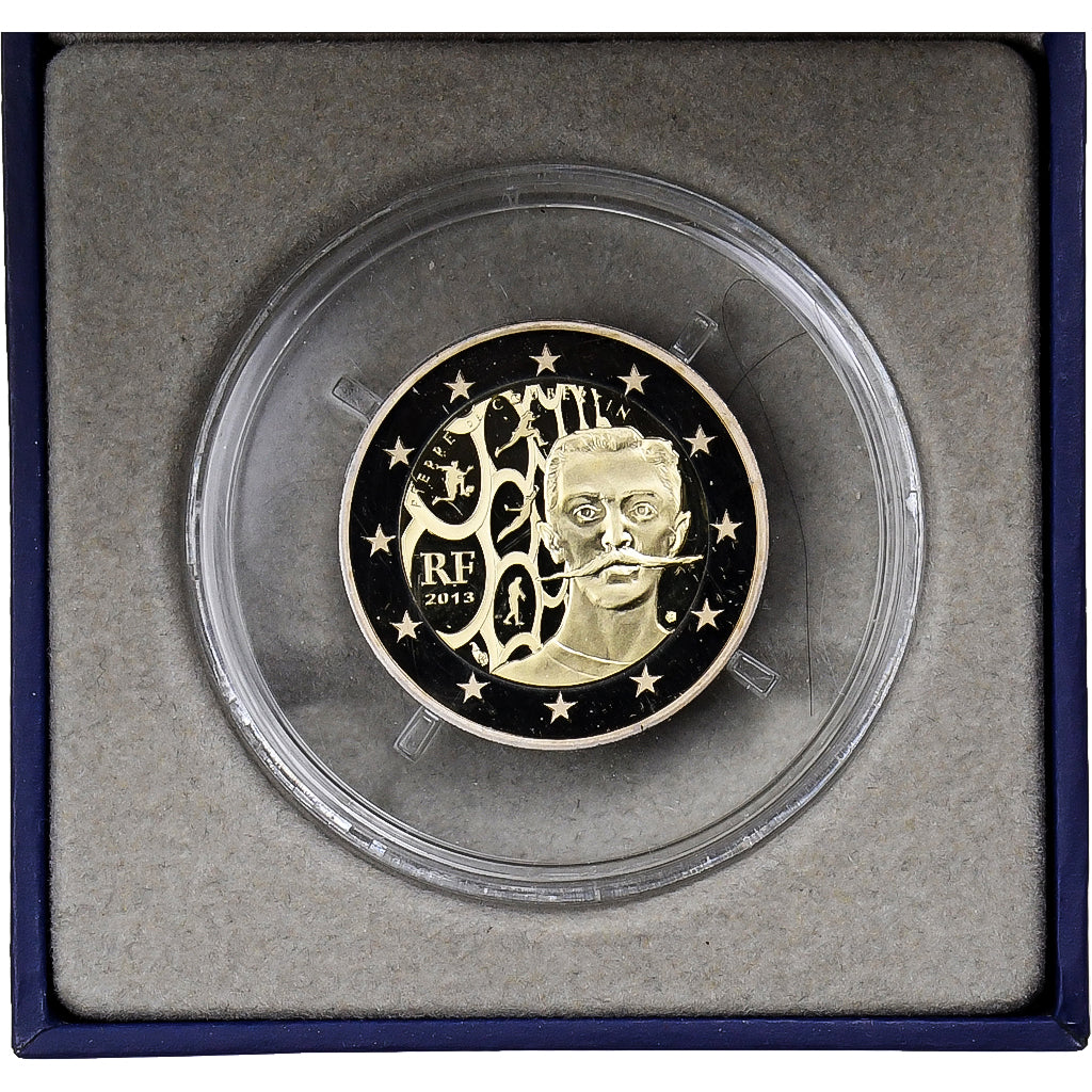 France, 2 Euro, Pierre de Coubertin, Proof, 2013, MDP, Bimetallic, MS(65-70)