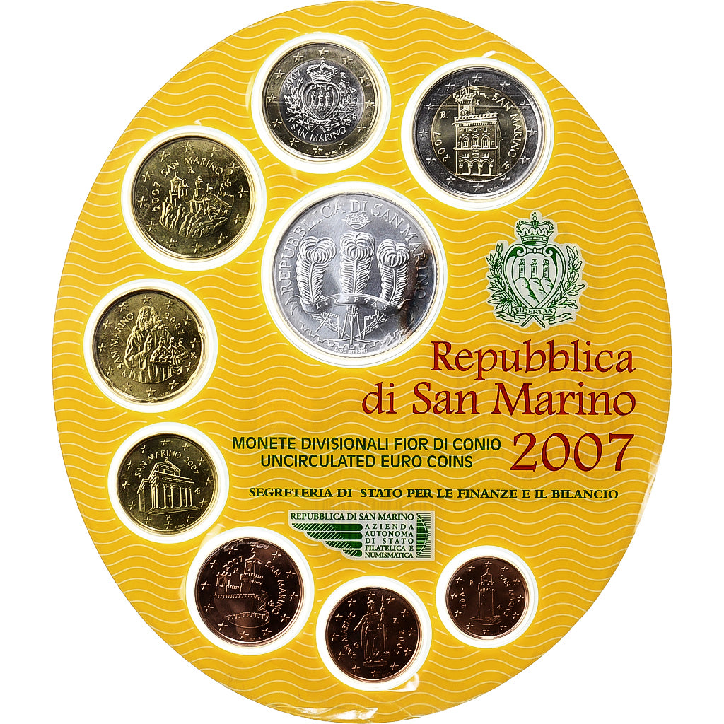San Marino, Set 1 ct. - 5 Euro, Coin card, 2007, Rome, N.C., FDC