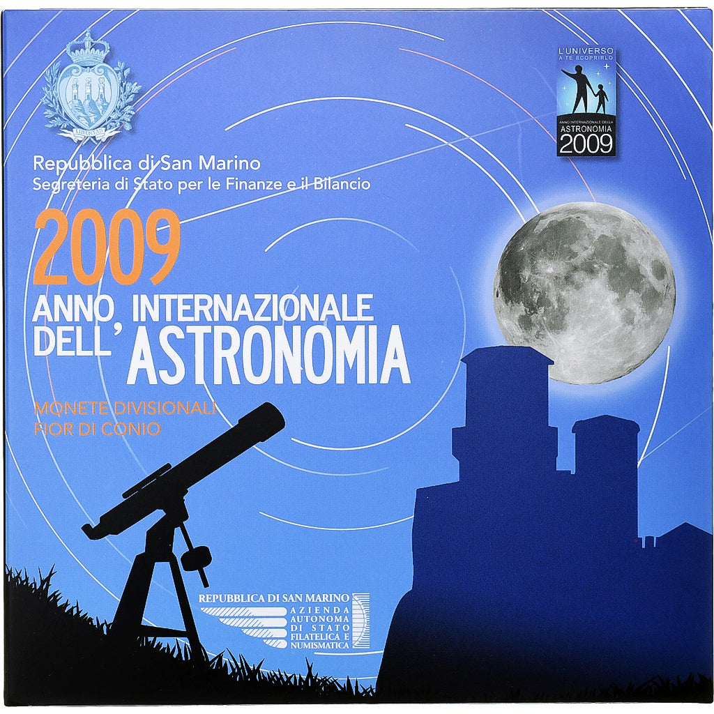 San Marino, Set 1 ct. - 5 Euro, International Year of Astronomy, Coin card