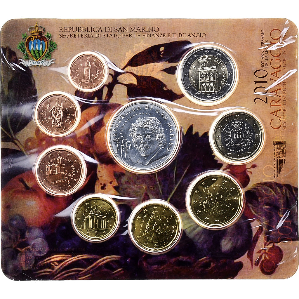 San Marino, Set 1 ct. - 5 Euro, Caravaggio, Coin card, 2010, Rome, MS(65-70)