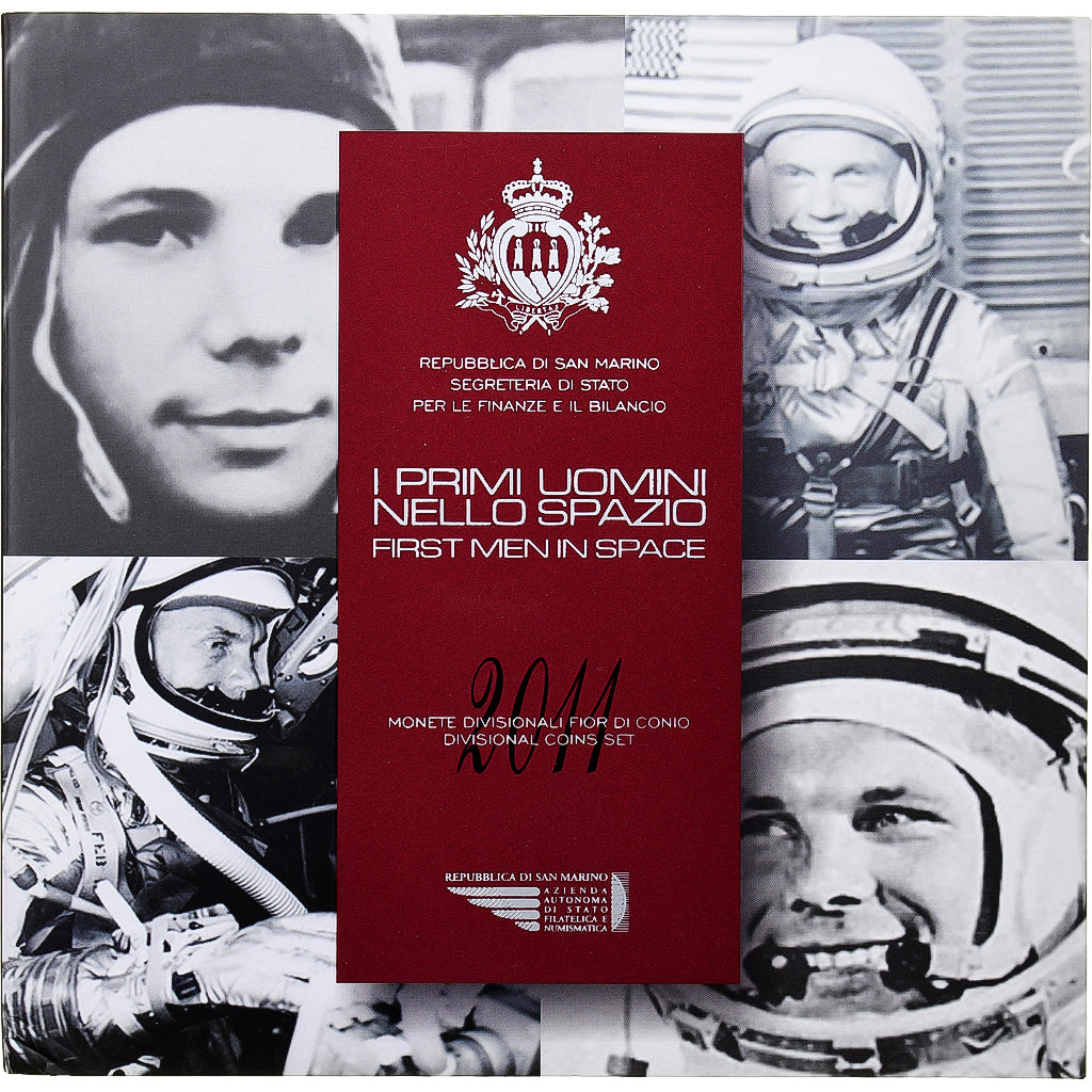 San Marino, Set 1 ct. - 5 Euro, First Men In Space, Coin card, 2011, Rome