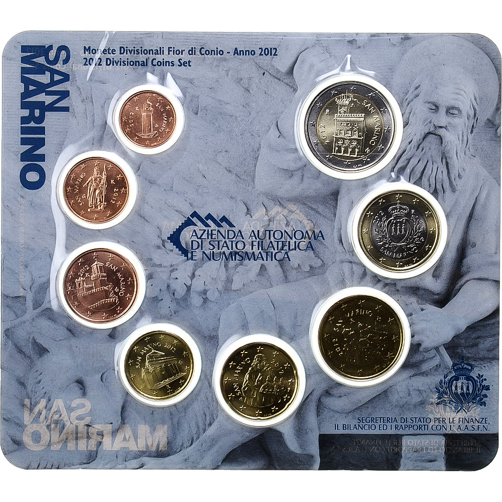 San Marino, Set 1 ct. - 2 Euro, Coin card, 2012, Rome, MS(65-70)