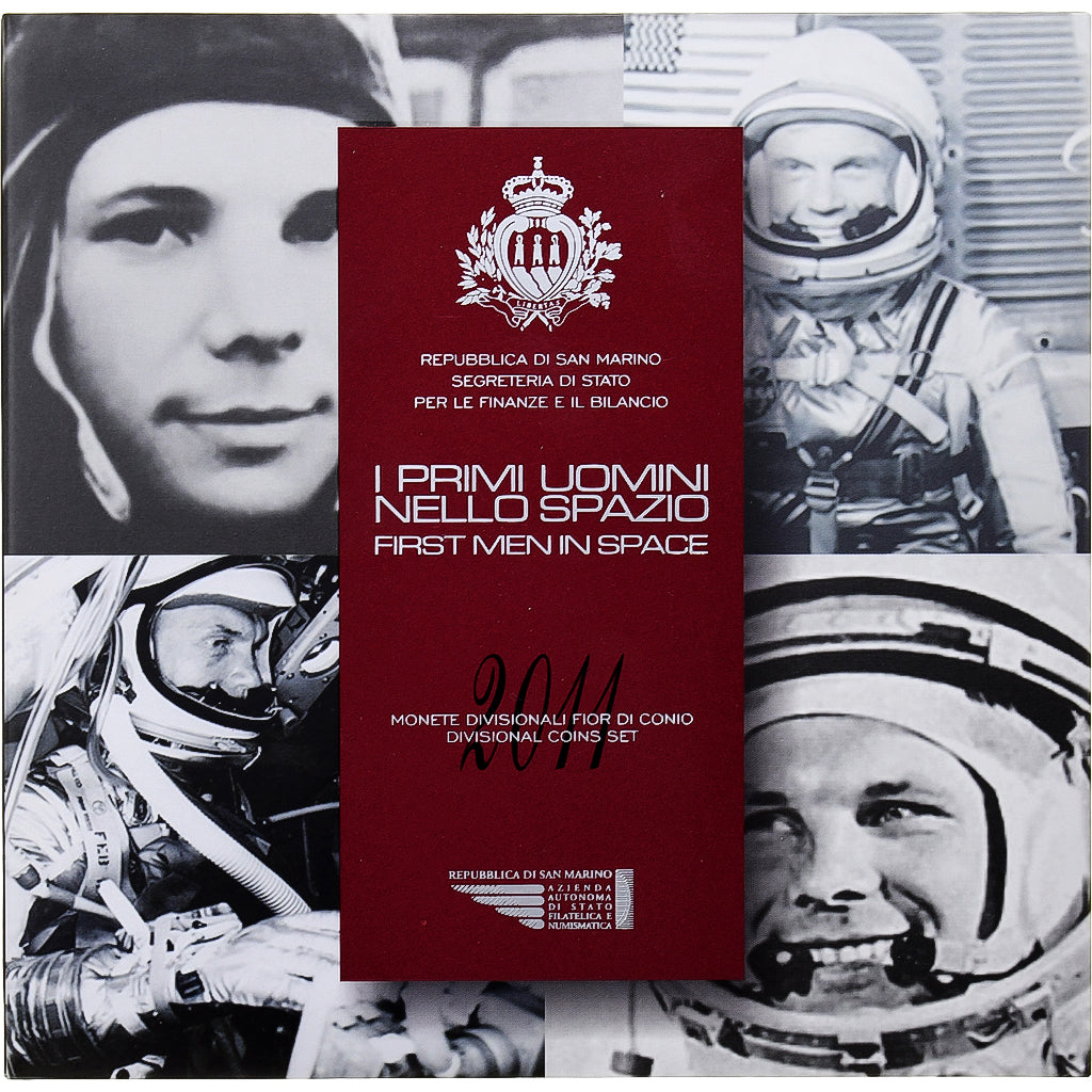 Saint Marin, Set 1 ct. - 5 Euro, First Men In Space, Coin card, 2011, Rome, FDC