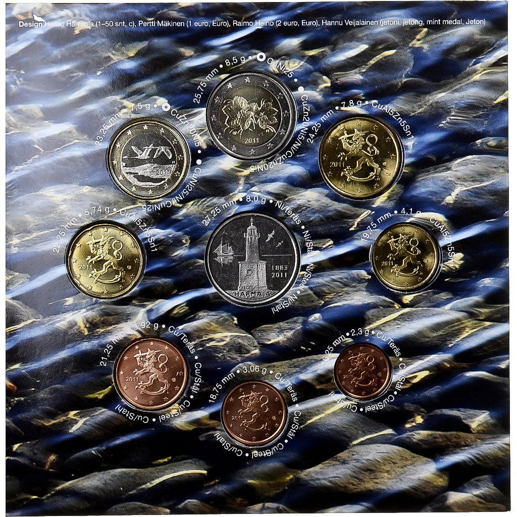 Finlandia, Set 1 ct. - 2 Euro + Token, 2011, Mint of Finland, N.C., FDC