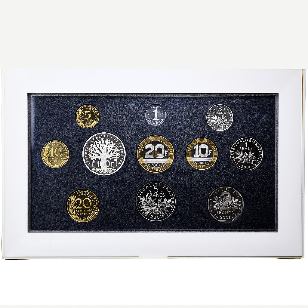 France, Coffret 1 c. à 100 frs., 2001, MDP, Proof, MS(65-70)