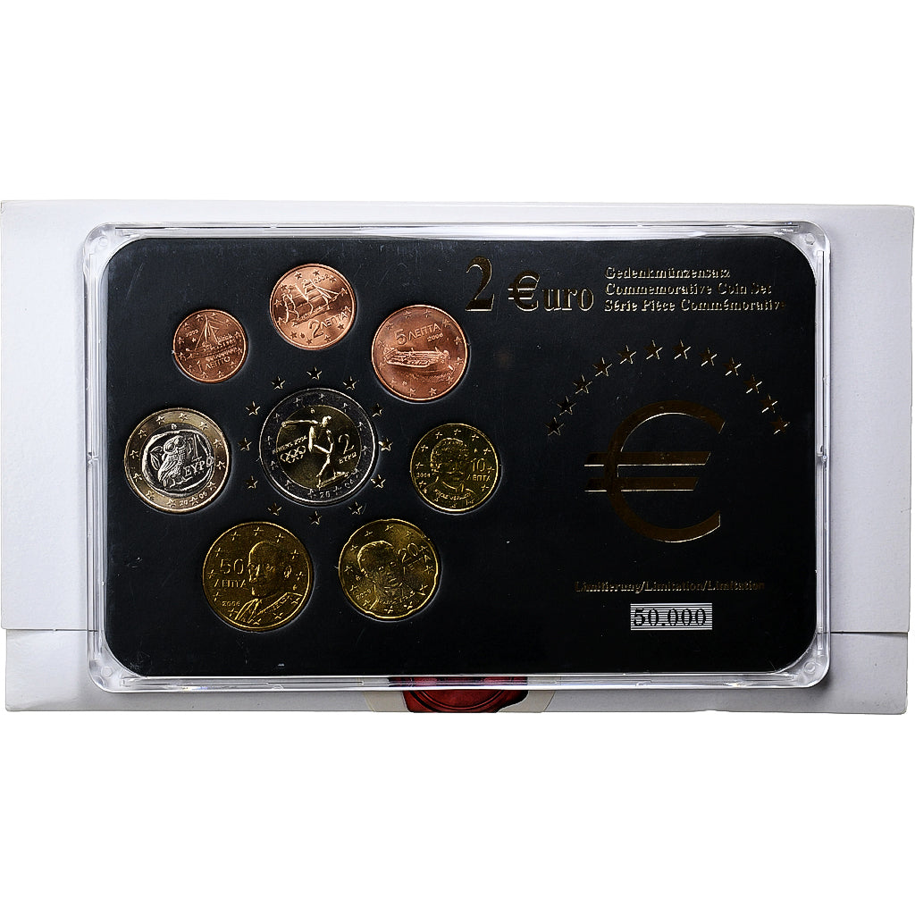 Greece, Set 1 ct. - 2 Euro, 2002-2006, MS(65-70)
