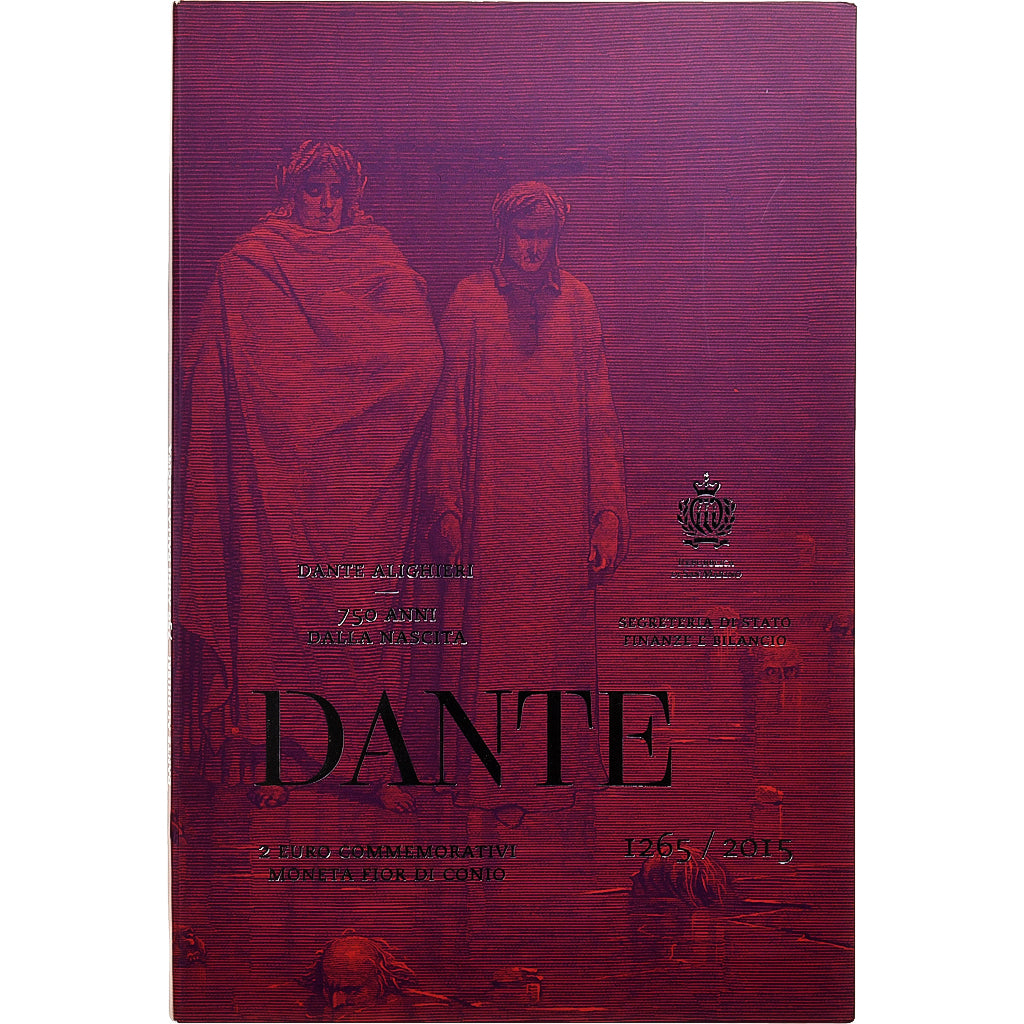 San Marino, 2 Euro, Dante Alighieri, 2015, Rome, Bimetallic, MS(65-70)