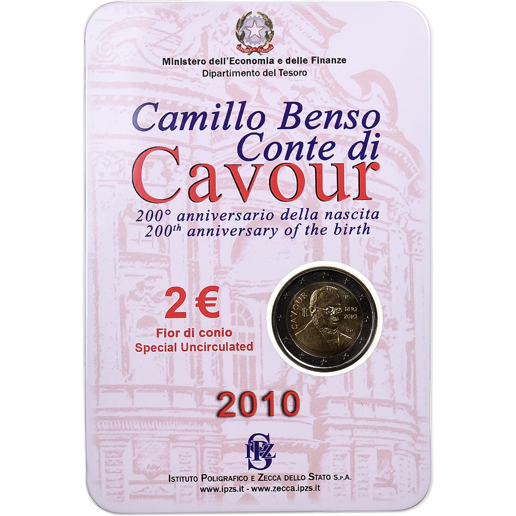 Italien, 2 Euro, Count of Cavour, 2010, Rome, Bimetallic, STGL