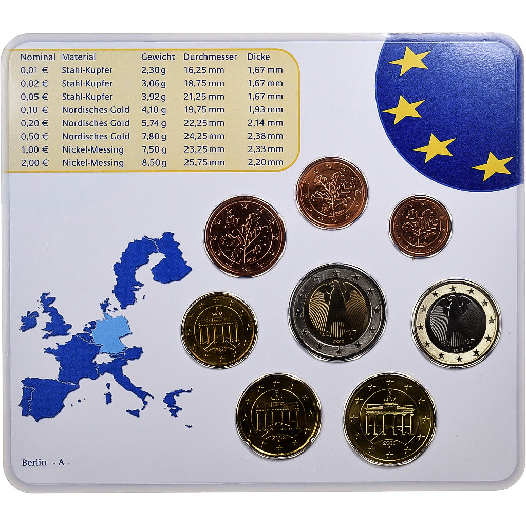 Deutschland, Set 1 ct. - 2 Euro, BU, 2003, Berlin, STGL