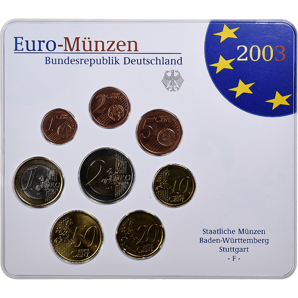 Deutschland, Set 1 ct. - 2 Euro, BU, 2003, Stuttgart, STGL