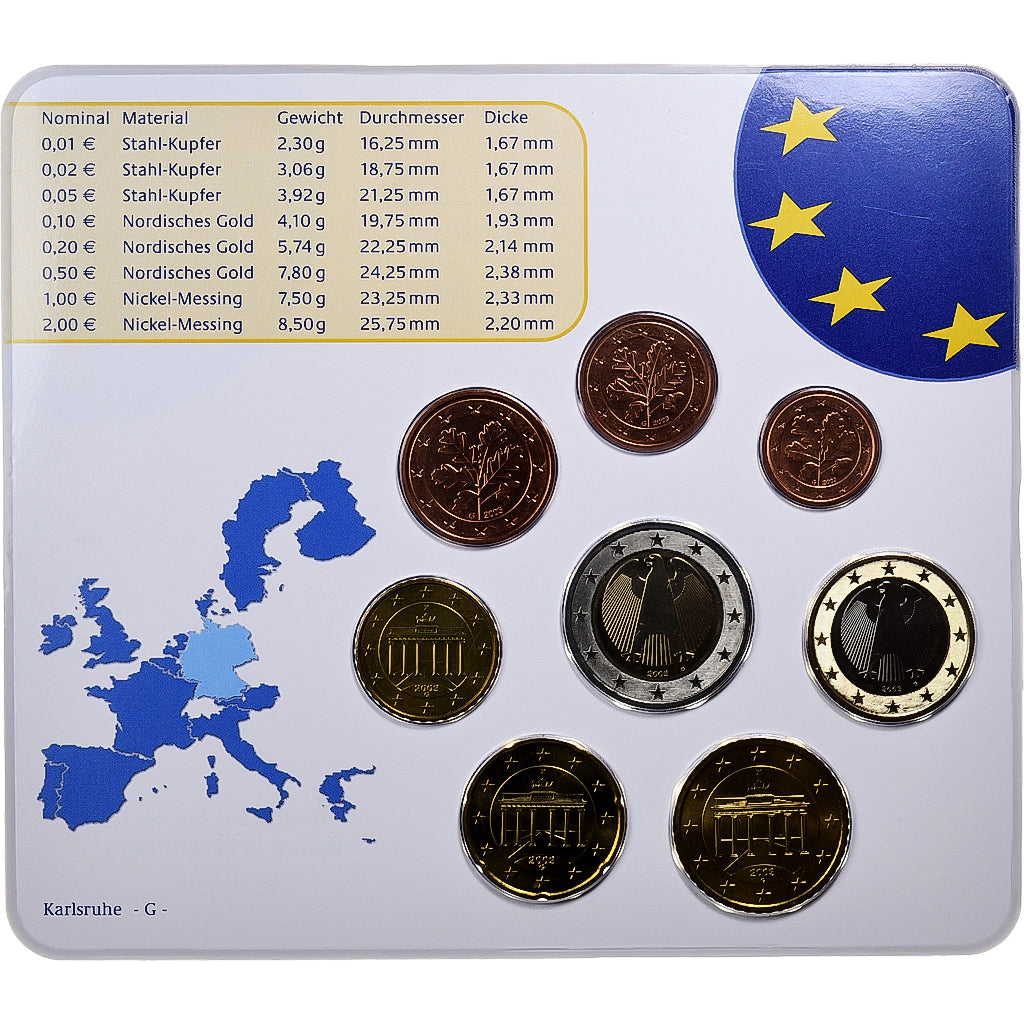 Deutschland, Set 1 ct. - 2 Euro, BU, 2003, Karlsruhe, STGL