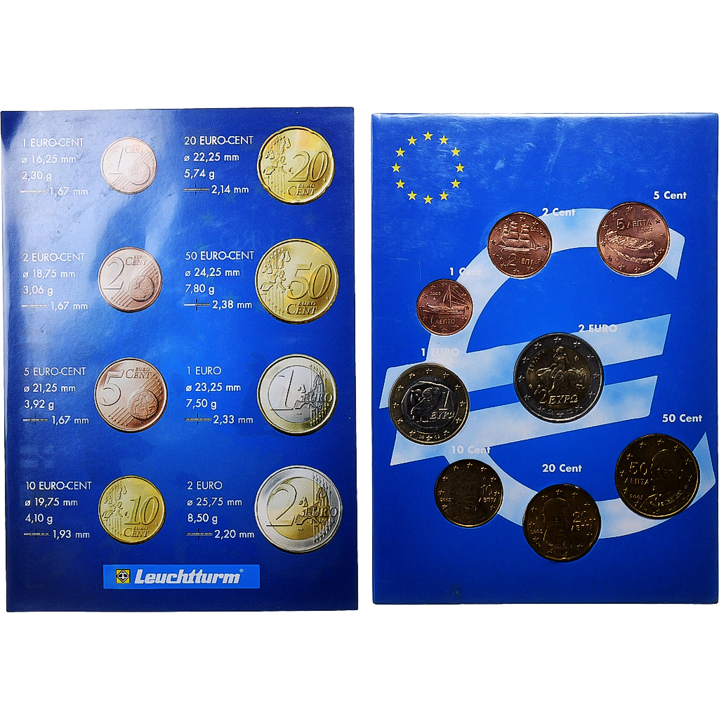 Grèce, Set 1 ct. - 2 Euro, 2002, Athènes, FDC