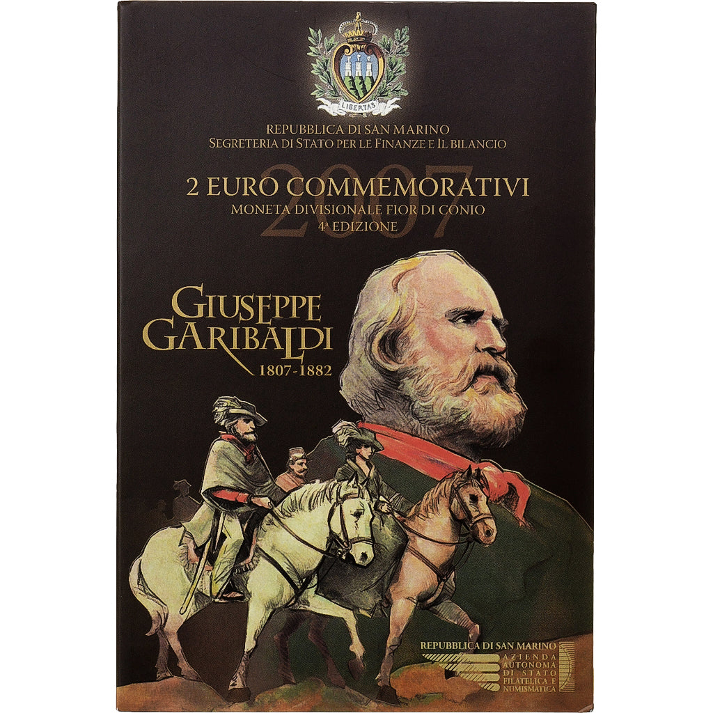 San Marino, 2 Euro, Giuseppe Garibaldi, 2007, Rome, Bimetallic, MS(65-70)