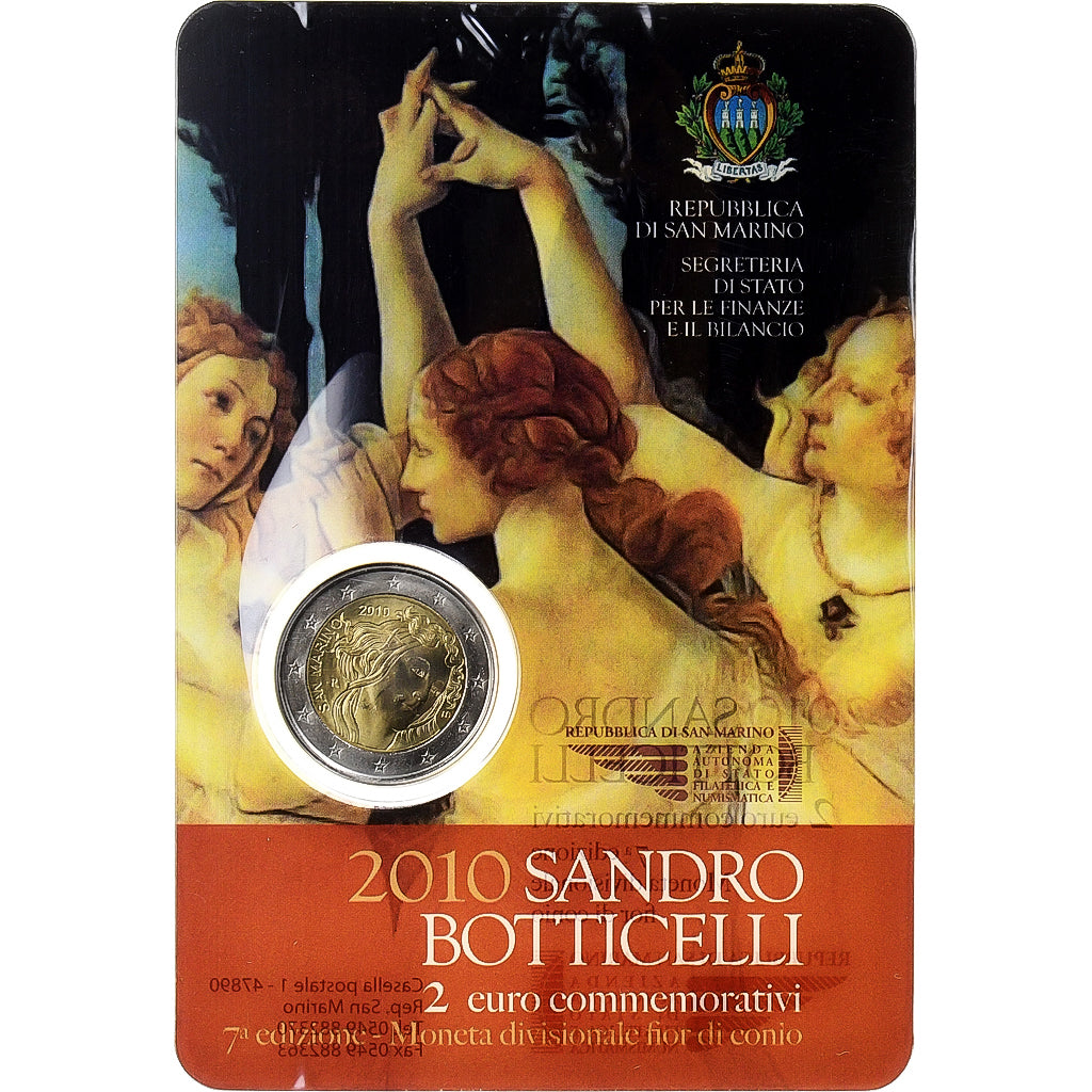 San Marino, 2 Euro, Sandro Botticelli, 2010, Rome, Bimetallic, MS(65-70)