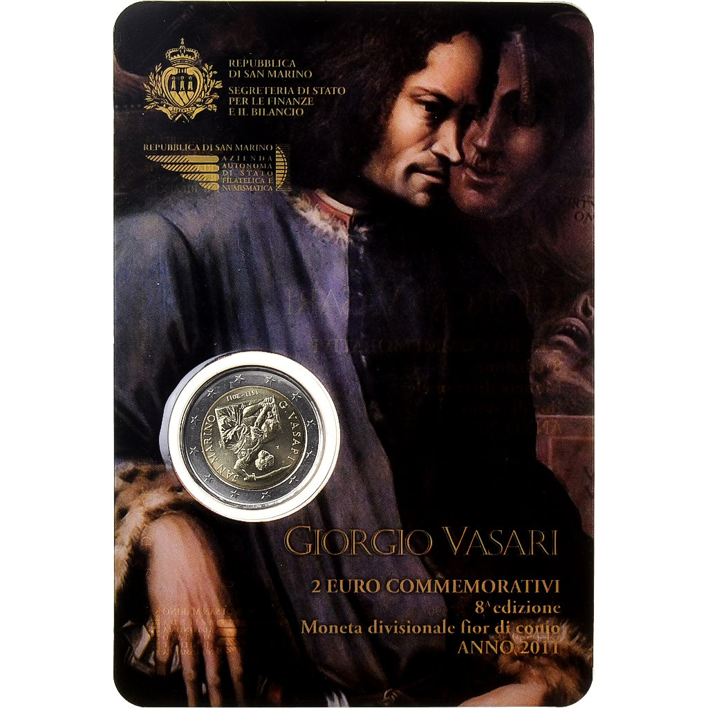 San Marino, 2 Euro, Giorgio Vasari, 2011, Rome, Bimetallic, MS(65-70)